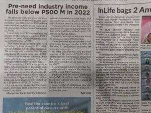 Read more about the article Pre-need industry income fall below P500 M in 2022